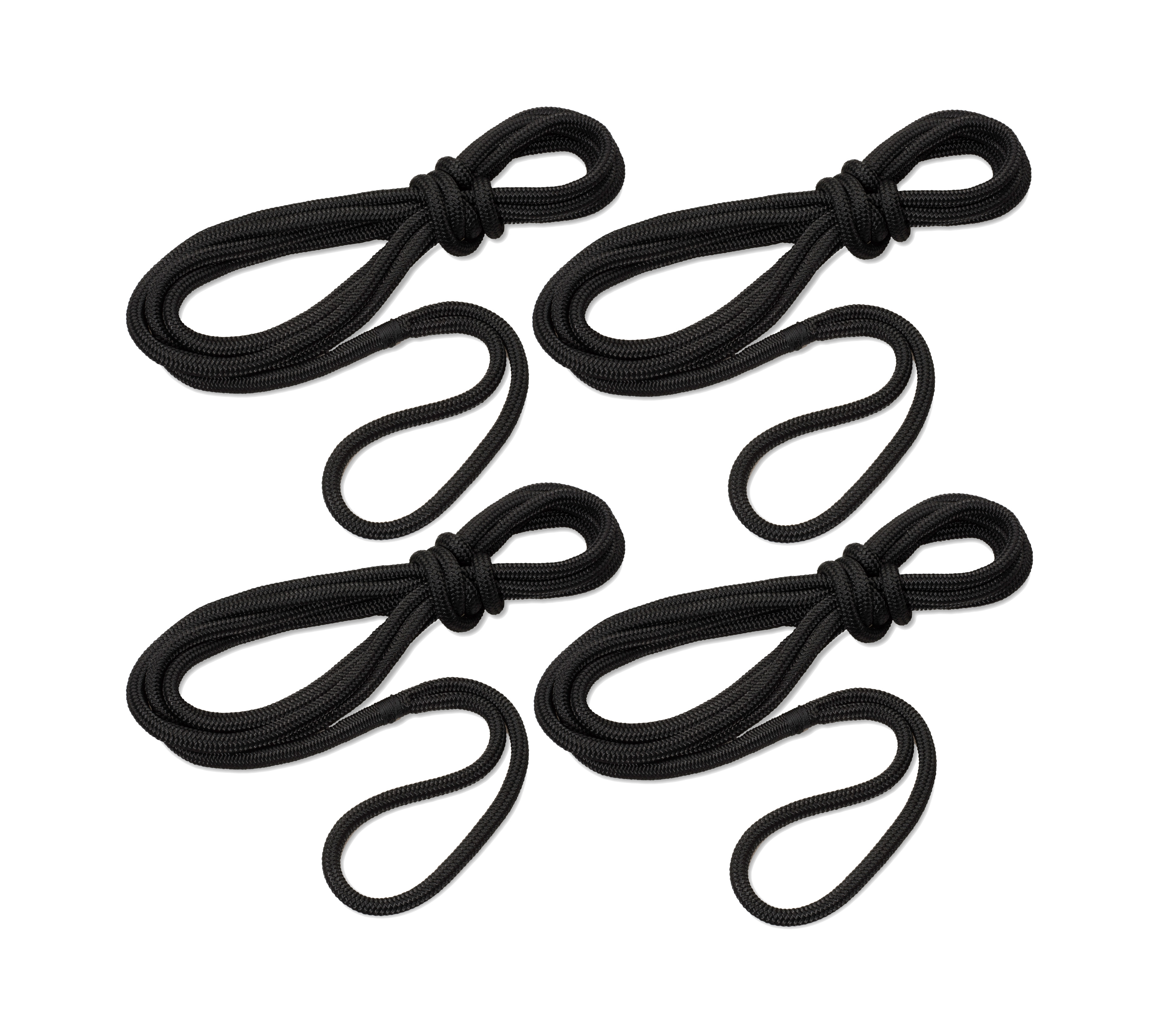 Set mit 4 Festmachern „Taifun“ von Seilflechter, Farbe: Schwarz, aus strapazierfähigem Polyester, mit gespleißtem Auge. Perfekt für sicheres Festmachen von Booten.